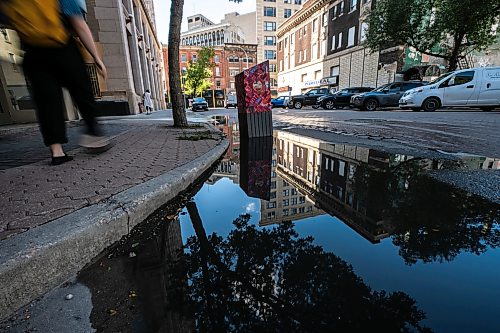 MIKAELA MACKENZIE / FREE PRESS
	
Puddles from recent overnight rain reflect scenes in the Exchange District on Monday, Aug. 31, 2026.

Standup.
Free Press 2026