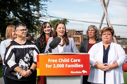 MIKAELA MACKENZIE / FREE PRESS
Minister Tracy Schmidt makes a child care announcement at Panda Bear Day Care on Wednesday, Sept. 2, 2026.
For Nicole story.
Free Press 2026