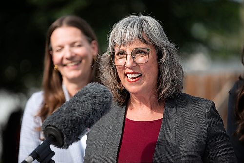 MIKAELA MACKENZIE / FREE PRESS
Ginette Lavack speaks at a child care announcement at Panda Bear Day Care on Wednesday, Sept. 2, 2026.
For Nicole story.
Free Press 2026