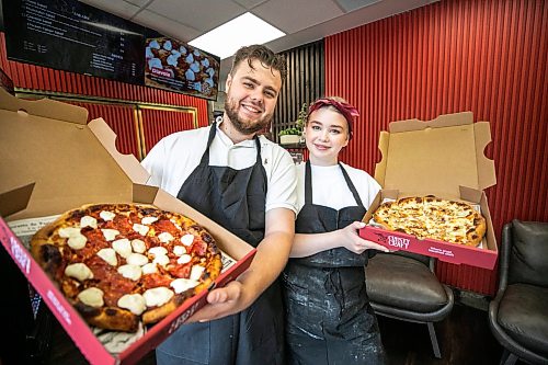 MIKAELA MACKENZIE / FREE PRESS
	
Oleksii Samokhval and Iryna Mehedyn, owners of Crusty Craft Pizza in Transcona, on Wednesday, Sept. 2, 2026.

For Dave Sanderson story.
Free Press 2026