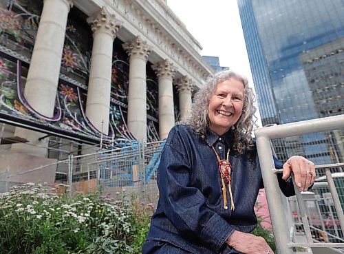 Ruth Bonneville / Free Press
ENT - Metis / Main
Portrait of Metis beadwork artist, Jennine Karachi with her large scale, chainlink Metis artistry that now graces the outside of MMF's Bank of Montreal building at Portage and Main.
What: Profile of the MMF's Bank of Montreal transformation
Reporter: Conrad Sweatman
Sept 2nd, 2026