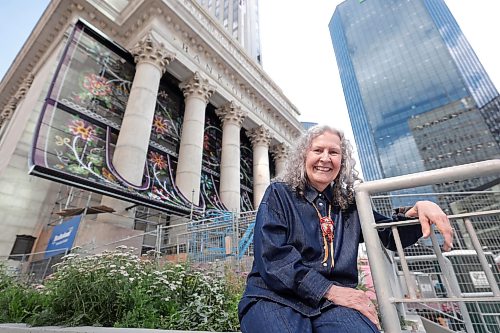 Ruth Bonneville / Free Press
ENT - Metis / Main
Portrait of Metis beadwork artist, Jennine Karachi with her large scale, chainlink Metis artistry that now graces the outside of MMF's Bank of Montreal building at Portage and Main.
What: Profile of the MMF's Bank of Montreal transformation
Reporter: Conrad Sweatman
Sept 2nd, 2026