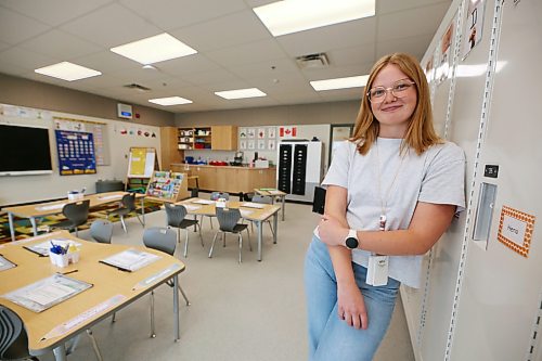 Grade 1 teacher Brianna Clark stands in her new classroom at Maryland Park School, an hour before the start of the school’s student open house on Tuesday afternoon. Now in her second year of teaching, Clark says she is excited to have her own dedicated classroom space at the school just in time for the start of the new school year, which starts today within the Brandon School Division. The Manitoba government expanded the school by 14 new classrooms over the last year, increasing the school’s capacity to 900 students. Ms. Clark’s class will have 18 students this year. (Matt Goerzen/The Brandon Sun)