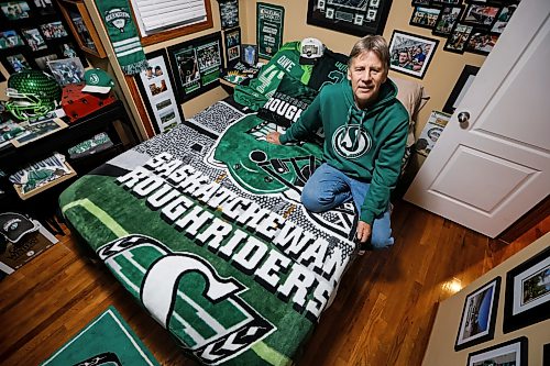 JOHN WOODS / FREE PRESS
Dave Dech, has a room full of Saskatchewan Roughriders paraphernalia that is always growing and was photographed in his home Tuesday, September 8, 2026. 

reporter: dave
