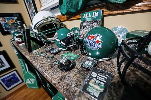 JOHN WOODS / FREE PRESS
Dave Dech, has a room full of Saskatchewan Roughriders paraphernalia that is always growing and was photographed in his home Tuesday, September 8, 2026. 

reporter: dave