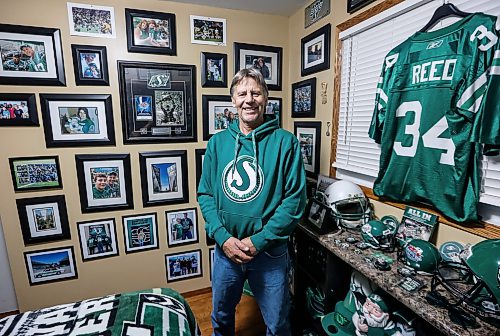 JOHN WOODS / FREE PRESS
Dave Dech, has a room full of Saskatchewan Roughriders paraphernalia that is always growing and was photographed in his home Tuesday, September 8, 2026. 

reporter: dave