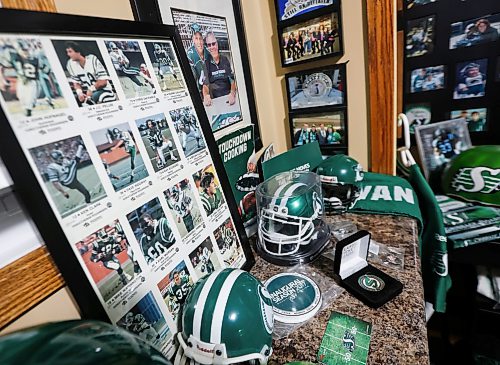 JOHN WOODS / FREE PRESS
Dave Dech, has a room full of Saskatchewan Roughriders paraphernalia that is always growing and was photographed in his home Tuesday, September 8, 2026.
reporter: dave