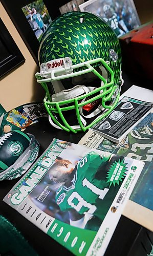 JOHN WOODS / FREE PRESS
Dave Dech, has a room full of Saskatchewan Roughriders paraphernalia that is always growing and was photographed in his home Tuesday, September 8, 2026. 

reporter: dave
