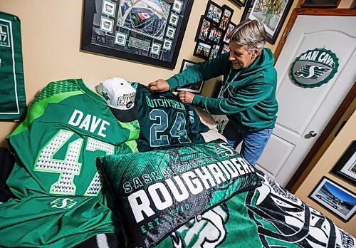 JOHN WOODS / FREE PRESS
Dave Dech, has a room full of Saskatchewan Roughriders paraphernalia that is always growing and was photographed in his home Tuesday, September 8, 2026.
reporter: dave