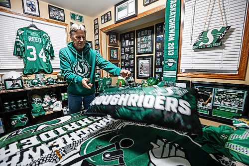 JOHN WOODS / FREE PRESS
Dave Dech, has a room full of Saskatchewan Roughriders paraphernalia that is always growing and was photographed in his home Tuesday, September 8, 2026.
reporter: dave