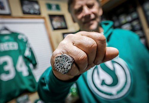 JOHN WOODS / FREE PRESS
Dave Dech, has a room full of Saskatchewan Roughriders paraphernalia that is always growing and was photographed in his home Tuesday, September 8, 2026.
reporter: dave