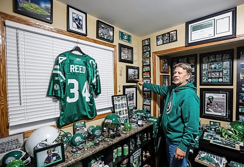 JOHN WOODS / FREE PRESS
Dave Dech, has a room full of Saskatchewan Roughriders paraphernalia that is always growing and was photographed in his home Tuesday, September 8, 2026.
reporter: dave
