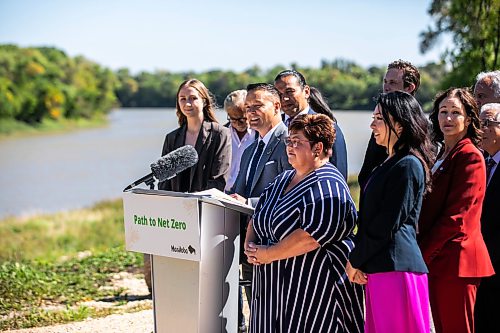 MIKAELA MACKENZIE / FREE PRESS
	
Environment minister Mike Moyes speaks at a press conference for a net zero action plan announcement at Southwood Circle on Wednesday, Sept. 9, 2026.

For Carol story.
Free Press 2026