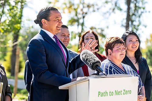 MIKAELA MACKENZIE / FREE PRESS
	
Premier Wab Kinew speaks at a press conference for a net zero action plan announcement at Southwood Circle on Wednesday, Sept. 9, 2026.

For Carol story.
Free Press 2026