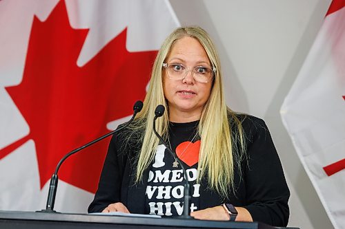 MIKE DEAL / FREE PRESS
Shohan Illsley, the executive director of The Manitoba Harm Reduction Network (MHRN), speaks during the event.
Liberal MP, Doug Eyolfson, (Winnipeg West), on behalf of the Honourable Marjorie Michel, Minister of Health, holds a press conference announcing investments to improve access to HIV prevention and support services. MP Eyolfson was joined by the Chief Public Health Officer of Canada, Dr. Joss Reimer, Senator Kristopher Wells, Uzoma Asagwara, Manitoba Minister of Health, Seniors and Long-Term Care, and Shohan Illsley, the executive director of The Manitoba Harm Reduction Network (MHRN) where the event took place Thursday morning.
Reporter: Scott Billeck
260910 - Thursday, September 10, 2026.