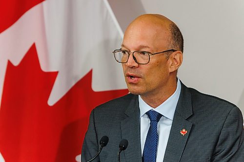 MIKE DEAL / FREE PRESS
Senator Kristopher Wells, speaks during the event.
Liberal MP, Doug Eyolfson, (Winnipeg West), on behalf of the Honourable Marjorie Michel, Minister of Health, holds a press conference announcing investments to improve access to HIV prevention and support services. MP Eyolfson was joined by the Chief Public Health Officer of Canada, Dr. Joss Reimer, Senator Kristopher Wells, Uzoma Asagwara, Manitoba Minister of Health, Seniors and Long-Term Care, and Shohan Illsley, the executive director of The Manitoba Harm Reduction Network (MHRN) where the event took place Thursday morning.
Reporter: Scott Billeck
260910 - Thursday, September 10, 2026.