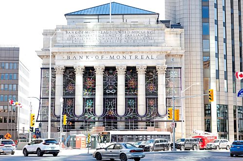 Ruth Bonneville / Free Press

ENT - Metis / Main

Photo of the  massive metal chain screen featuring a traditional floral Métis beadwork design is being installed on the facade of Winnipeg's historic Bank of Montreal building at Portage and Main.

The Artist: Created by renowned Red River Métis artist Jennine Krauchi.


Reporter: Conrad Sweatman 

Sept 9th,   2026