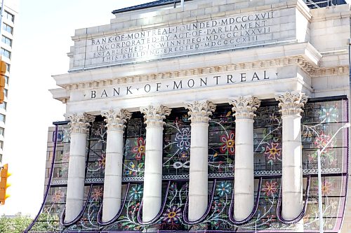 Ruth Bonneville / Free Press
ENT - Metis / Main
Photo of the massive metal chain screen featuring a traditional floral Métis beadwork design is being installed on the facade of Winnipeg's historic Bank of Montreal building at Portage and Main.
The Artist: Created by renowned Red River Métis artist Jennine Krauchi.
Reporter: Conrad Sweatman
Sept 9th, 2026
