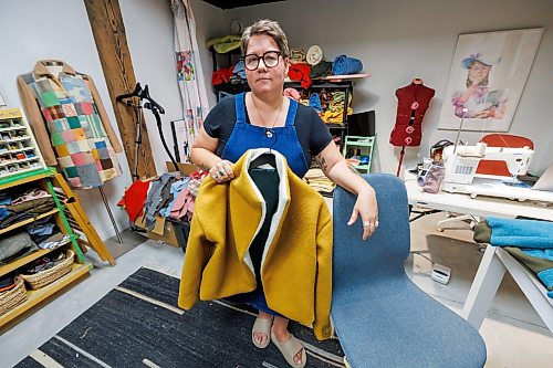MIKE DEAL / FREE PRESS
Sylvie Desjarlais a Métis and Franco-Manitoban sewist, quilt maker, and textile artist in her studio at 618 ARTlington Studios. 
Working under the name Bo Peep Reimagined Textiles.
Reporter: AV Kitching
260910 - Thursday, September 10, 2026.