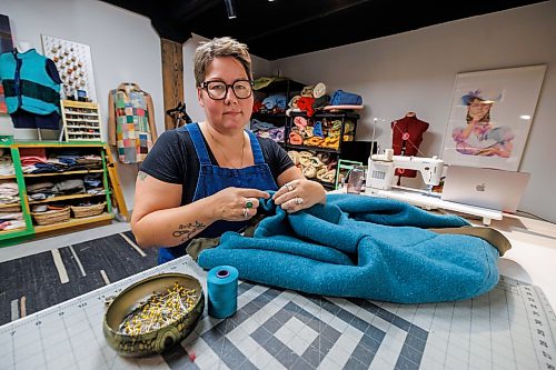 MIKE DEAL / FREE PRESS
Sylvie Desjarlais a Métis and Franco-Manitoban sewist, quilt maker, and textile artist in her studio at 618 ARTlington Studios. 
Working under the name Bo Peep Reimagined Textiles.
Reporter: AV Kitching
260910 - Thursday, September 10, 2026.