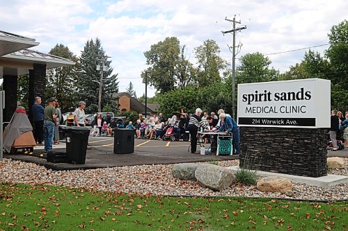 Glenboro residents at the grand opening for the 100 per cent community funded Spirit Sands Medical Clinic on Friday. (Rylee Gerrard/The Brandon Sun)