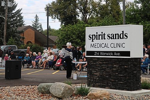 Glenboro residents at the grand opening for the 100 per cent community funded Spirit Sands Medical Clinic on Friday. (Rylee Gerrard/The Brandon Sun)