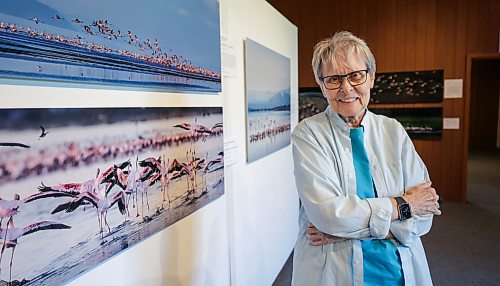 Ruth Bonneville / Free Press
ENT Dr. Roberta Bondar photography exhibit
Dr. Roberta Bondar photography exhibit opens at MHC Gallery
Portrait of Dr. Roberta Bondar next to one of her photos in her exhibit which opened Friday, September 11,at MHC Gallery, 610 Shaftesbury Blvd..
Story: The public is invited to experience celebrated Canadian astronaut Dr. Roberta Bondar’s latest photography exhibit featuring ground-breaking new perspectives on at-risk birds when it opens September 11 at MHC Gallery.
See story by Jen
Sept 11th, 2026