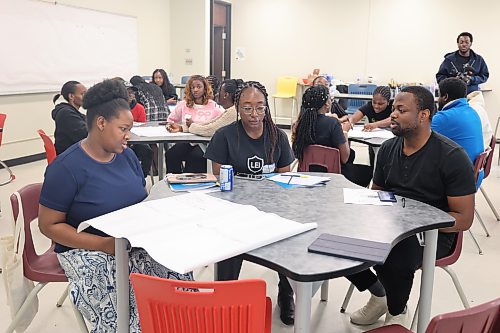 Students discuss during the “Beyond The Classroom,” organized by Loy Excellentia Initiative on Saturday afternoon. (Abiola Odutola/The Brandon Sun)