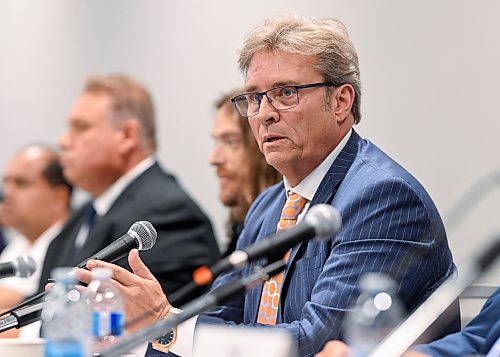 Mike Sudoma/Free Press
Mayoral Candidate Kevin Klein answers questions during the Mayoral Debate at Union Centre held by the Amalgamated Transit Union Monday evening
September 14, 2026