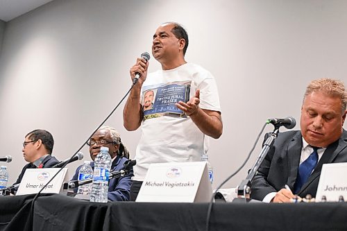 Mike Sudoma/Free Press
Mayoral Candidate Umar Hayat answers questions during the Mayoral Debate at Union Centre held by the Amalgamated Transit Union Monday evening
September 14, 2026