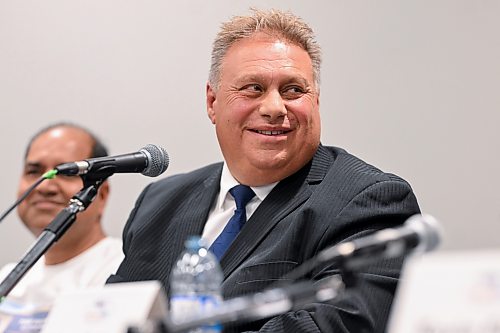 Mike Sudoma/Free Press
Mayoral Candidate Mike Vogiatzakis answers questions during the Mayoral Debate at Union Centre held by the Amalgamated Transit Union Monday evening
September 14, 2026