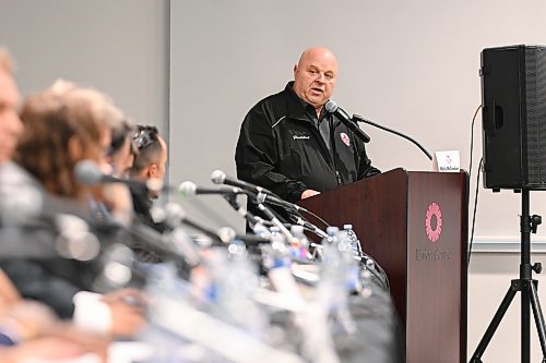 Mike Sudoma/Free Press
Amalgamated Transit Union president John Di Nino addresses the Mayoral Candidates prior to the Mayoral Debate at Union Centre held by the Amalgamated Transit Union Monday evening 
September 14, 2026


