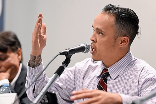 Mike Sudoma/Free Press
Mayoral Candidate Joshua Pagdato answers questions during the Mayoral Debate at Union Centre held by the Amalgamated Transit Union Monday evening
September 14, 2026