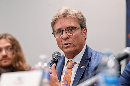 Mike Sudoma/Free Press
Mayoral Candidate Kevin Klein answers questions during the Mayoral Debate at Union Centre held by the Amalgamated Transit Union Monday evening
September 14, 2026