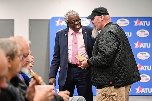 Mike Sudoma/Free Press
Mayoral Candidate Don Woodstock talks with an attendee during the Mayoral Debate at Union Centre held by the Amalgamated Transit Union Monday evening
September 14, 2026