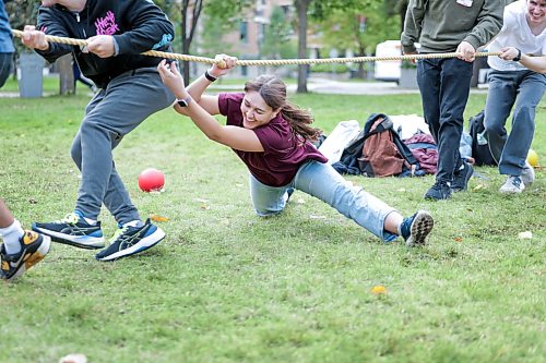 Ruth Bonneville / Free Press

Standup UMSU summer games

Sarah Boissonneault is determined to help her team win a tug-a-war competition as she holds on to the rope to the bitter end during UMSU Summer Games event held on the grass field in Chancellors Circle Wednesday. 

The UMSU Summer Games tournament is a brand-new initiative for 2026 which included tug-of-war, soccer challenges and giant Jenga competitions Wednesday, September 16, 2026.

Sept 16th,   2026