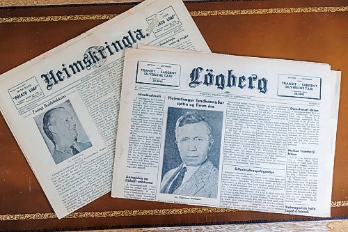 MIKE DEAL / FREE PRESS
Editions of the Lögberg and Heimskringla papers from the mid-1900’s before they joined together.
Stefan Jonasson is the outgoing editor of Lögberg-Heimskringla, a 140-year-old newspaper in Winnipeg that reports on the Icelandic community. Katrín Níelsdóttir is his successor and will be heading the helm of the paper starting in October.
reporter: Aaron Epp
260918 - Friday, September 18, 2026.