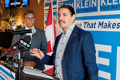 MIKE DEAL / FREE PRESS
Kevin Klein at a campaign for mayor event Friday at Four Crowns Restaurant, 1030 McPhillips Street.
Klein was joined by supporter Robert-Falcon Ouellette who has agreed to be a part of a special committee on crime if Klein is elected mayor.
Reporter: Joyanne Pursaga
260918 - Friday, September 18, 2026.