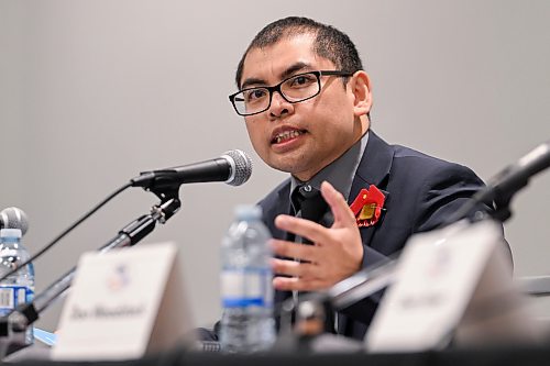 Mike Sudoma/Free Press
Mayoral Candidate Christopher Clacio answers questions during the Mayoral Debate at Union Centre held by the Amalgamated Transit Union Monday evening 
September 14, 2026


