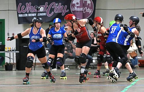 Scarlet Fever jammer Jane Valjane (Sarah Jane Maynard) jumps as she dances around FM Roller Derby defenders at CFB Shilo’s L-25 building on Saturday evening. Scarlet Fever earned a dominant 207-72 victory over their visitors from Fargo-Moorhead. The teacher and theatre buff has found a real passion for roller derby and a deep friendship with her teammates. (Perry Bergson/The Brandon Sun)
Sept. 19, 2026