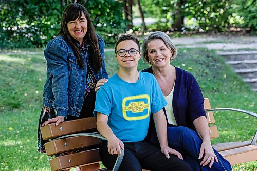 JOHN WOODS / FREE PRESS
Laura Kolisnyk, left, and Lois Brothers, directors of AIM 4 ALL, an inclusive, integrated, and reciprocal musical theatre group where artists of all abilities learn, train, create and perform, with Brothers’ son and local actor Joshia Brothers are photographed in Fisher Park in Winnipeg, Tuesday, September 23, 2026.
reporter: janine