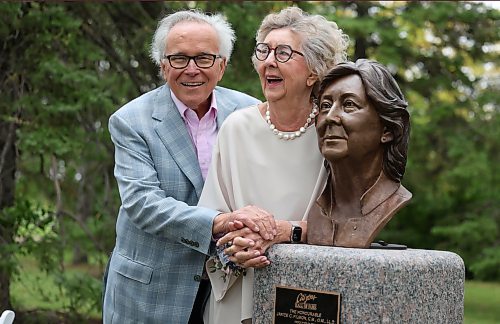 Ruth Bonneville / Free Press
LOCAL Janice FilmonCITIZEN HONOURED
The Honourable Janice Filmon stands next to her newly unveiled bronze bust with her husband, former Premier Gary Filmon, as she is inducted into the Winnipeg Regional Real Estate Board's Citizens Hall of Fame site in Assiniboine Park on Wednesday.
Story: Former Lieutenant-Governor and philanthropist Janice Filmon was inducted into the Winnipeg Regional Real Estate Board's Citizens Hall of Fame. Filmon is a model of community spirit and generosity, and is widely respected for her leadership with CancerCare Manitoba Foundation, the Arthur V. Mauro Centre for Peace and Justice, Leadership Winnipeg, and the Nellie McClung Foundation.
See story by Aaron
Sept 23, 2026