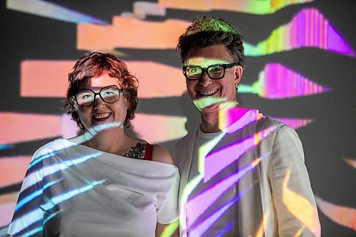 MIKAELA MACKENZIE / FREE PRESS
Julie Gendron (left) and Emma Hendrix with some of Julieճ projection work, which will be in their Nuit Blanche installation, on Thursday, Sept. 24, 2026.
For Conrad story.
Free Press 2026