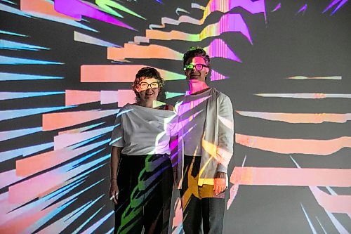MIKAELA MACKENZIE / FREE PRESS
Julie Gendron (left) and Emma Hendrix with some of Julieճ projection work, which will be in their Nuit Blanche installation, on Thursday, Sept. 24, 2026.
For Conrad story.
Free Press 2026
