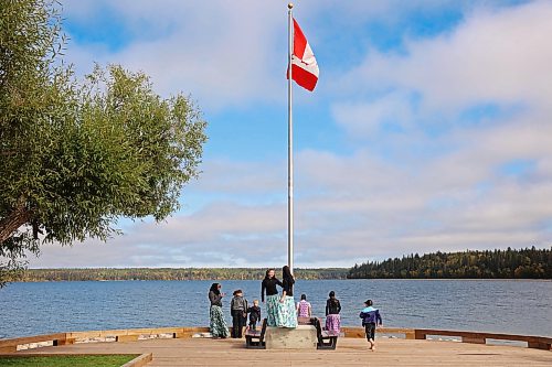 24092026
Students from Riverdale Hutterite Colony near Gladstone explore the pier on Clear Lake at Wasagaming during a field trip on a warm Thursday afternoon.
(Tim Smith/The Brandon Sun)