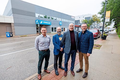 MIKE DEAL / FREE PRESS
(From left) Patrick Saurette coordinator, Division scolaire franco-manitobaine (DSFM), Rob Dupré-ollinik secretary treasurer, Division scolaire franco-manitobaine (DSFM), Alain Laberge supperintendent, Division scolaire franco-manitobaine (DSFM), and Luc Bremault assistant superintendent, Division scolaire franco-manitobaine (DSFM) outside 170 Marion Street where design work is beginning on a new French-language culinary arts facility which will create opportunities for francophone high school students to pursue hands-on career training in their language and community.
Reporter: Kelly-Anne Riess
260925 - Friday, September 25, 2026.