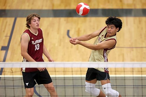 25092026
Huasheng Liu (6) of the Crocus Plainsmen bumps the ball during the Plainsmen’s match against the Mennonite Brethren Hawks in the Brandon University high school boys’ volleyball tournament at the Brandon University Healthy Living Centre on Friday. 
(Tim Smith/The Brandon Sun)