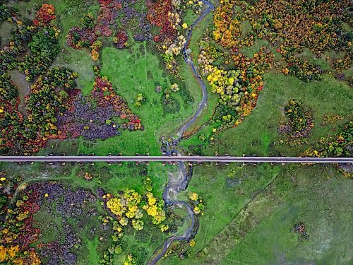 26092026
Fall colours light up the Minnewasta Creek valley where the Uno Trestle Bridge spans across south of Birdtail Sioux First Nation on a cool fall Saturday afternoon.
(Tim Smith/The Brandon Sun)