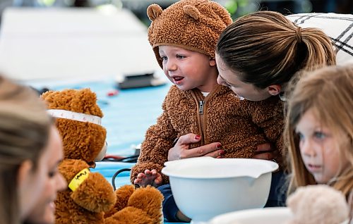 JOHN WOODS / FREE PRESS
Jessica Albrechtsen and comforts her son Nicholas as his teddy gets some care at the Teddy Bear Picnic at Assiniboine Park in Winnipeg, Sunday, September 27, 2026. 

reporter: standup