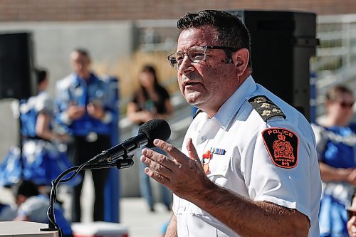 JOHN WOODS / FREE PRESS
Police chief Gene Bowers speaks during a National Day of Truth and Reconciliation event at the Winnipeg Police Service north district station in Winnipeg, Sunday, September 27, 2026.
reporter: malak